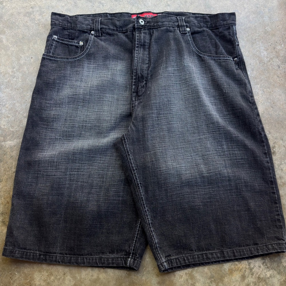 Vintage Y2K Evolution in Design Baggy Jorts Wide Leg Denim Shorts Black 44 (j3)